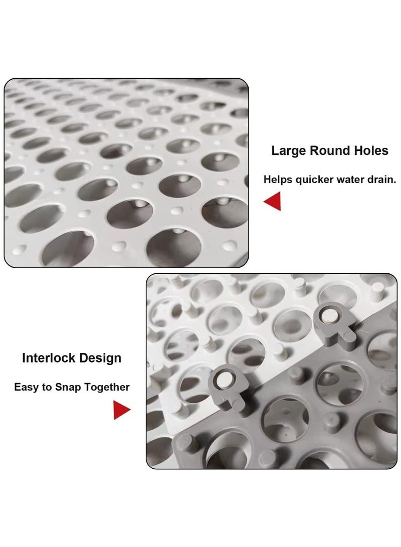 Arabest 12 Pack Interlocking Non Slip Drainage Floor Tiles, 11.8 X 11.8 Inch, Soft PVC Bath Shower Floor Mat with Suctions Cups, Drainage Holes, for Bathroom,Kitchen, Pool,Wet Areas - Image 2